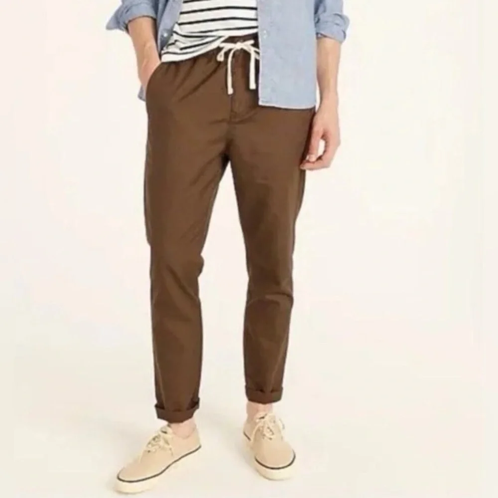 J. Crew Slim Stretch Cotton‎ Blend Dock Pants in Cattail Brown.